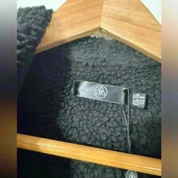 NWT Missguided Faux Shearling Waterfall Jacket Black - Picture 6 of 8